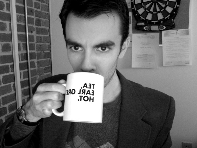 Chris drinking tea